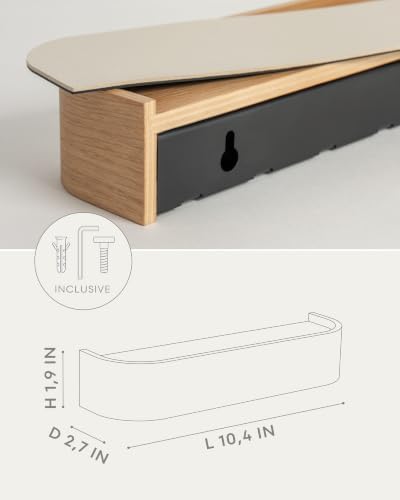 Kazai. Key Holder 'Toke' | Minimalist Key Hook Design from Berlin | Modern Key Holder Wall Mount with Wooden Shelf | Key Rack for Wall as Entryway Organizer | Oak - Image 6