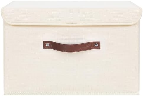 ANMINY Fabric Storage Box Bins with Lids, Beige, 15"x10"x10", 4 Pack - Image 2