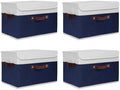 ANMINY Fabric Storage Box Bins with Lids, Blue White, 15"x10"x10", 4 Pack by ANMINY