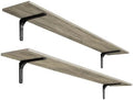 DINZI LVJ Long Wall Shelves, 55.1Inch Wooden Wall Mounted Shelves, Set of 2 by DINZILVJ