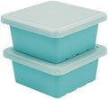 ECR4Kids Stackable Square Bins with Non-Snap Lids, Multipurpose Organization, Seafoam, 2-Pack by ECR4Kids