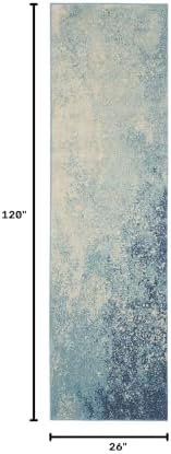 Nourison Home Passion Navy/Light Blue 2'2'' x 10' Area-Rug, Modern, Abstract, Easy-Cleaning, Non Shedding, Bed Room, Living Room, Dining Room, Kitchen, (10' Runner) - Image 2
