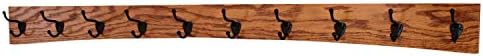 Oak Curved Back Wall Mounted Coat Rack - Bronze Hooks - Made in The USA (Burnt Orange, 52" x 4.5" - 10 Hooks) by PEG+AND+RAIL