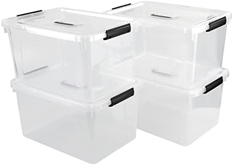 Zopnny 4 Packs 18 QT Plastic Storage Bins with Lids, Stackable Containers - Image 4