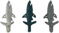 Zeckos Set of 3 Shark Wall Hooks, 5.25 Inch Blue Gray White Cast Iron by Zeckos