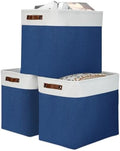 DULLEMELO 51L Large Baskets for Storage, Large Rectangular Baskets for Shelves [3 Pack], Blanket Basket Dog Basket for Organizing Closet, Nursery, Clothes (White&Blue) by DULLEMELO