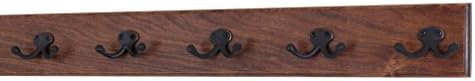 Solid Cherry Wall Mounted Coat Rack - Oil Rubbed Bronze Double Style Coat Hooks - Made in the USA (Mahogany, 25.5" x 3.5" with 5 Hooks) by PEG+AND+RAIL