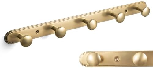 Goo-Ki Champagne Bronze Coat Rack Wall Mount with Orbit Rim Backplate, Modern Heavy Duty Zinc Coat Hooks, Soft Gold Hat and Towel Hanger Rail for Entryway, Bathroom and Mudroom (5 Hooks) by Home