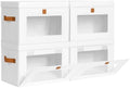DIMJ Storage Bins with Lids - 4 Pack Front Opening Stackable Fabric Storage Boxes with Clear Window & Handles, Collapsible Closet Organizers for Clothes, Sweaters, Shelf Storage, Bedroom, White by DiMJ