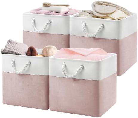 Patvingot 13-Inch Fabric Cube Storage Bins with Handles,4 Pack,Foldable by Patvingot