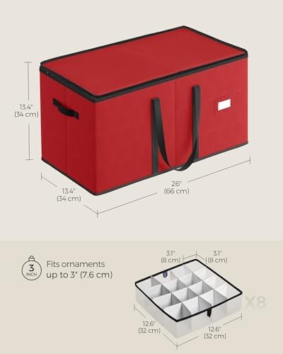 SONGMICS Christmas Ornament Storage Box, 8 Trays for 3-Inch 128 Slots - Image 6