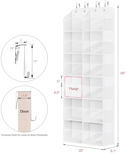 Univivi Over the Door Organizer, 6 Tiers Large Behind Door Storage, White - Image 2