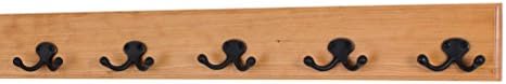 Solid Cherry Wall Mounted Coat Rack - Oil Rubbed Bronze Double Style Coat Hooks - Made in the USA (Natural, 25.5" x 3.5" with 5 Hooks) by PEG+AND+RAIL