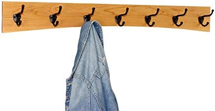 Solid Cherry Arched Wall Mounted Coat Rack Bronze Hat & Coat Hooks - Made in The USA (Cherry, 36" x 4.5" with 7 Hooks) - Image 2