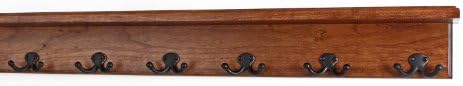 Solid Cherry Shelf Coat Rack with Aged Bronze Double Style Hooks - Made in The USA (Mahogany, 31" with 6 Hooks) by PEG+AND+RAIL