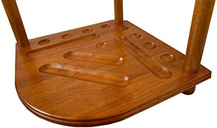 Floor Pool Cue Rack Hold 8 Cue Sticks & Billiard Accessories. Corner Stand Pool Cue Holder Made of 100% Solid Hardwood. Provided Ball Rack Hook. CUE RACK ONLY (Classic Oak) - Image 6