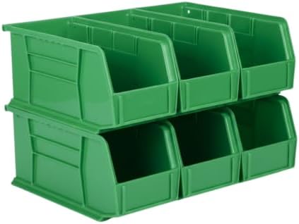 HE HUDSON EXCHANGE 11" x 5.5" x 5" (6 Pack) Plastic Stackable Storage Bin, Green by HudsonExchange