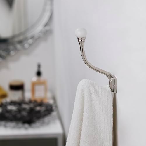 Indian Shelf 6 Piece White Double Wall Hooks for Bags Coats & Towels - Image 3