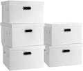 Graciadeco Medium 15" 21 Quart Collapsible Stackable Storage Bins with Lids, 5 Packs White Foldable Fabric Closet Storage Boxes with Lids, Lidded Heavy-duty Linen Baskets(15x11x8) by GraciadecoStorage