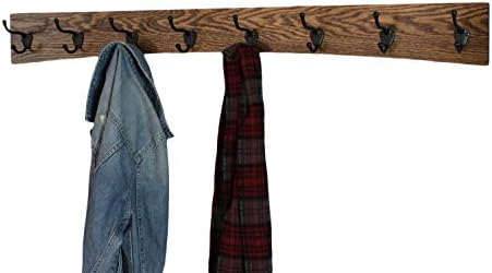 Oak Curved Back Wall Mounted Coat Rack - Bronze Hooks - Made in The USA (Walnut, 41" x 4.5" - 8 Hooks) - Image 2