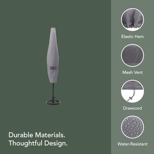 Covermates Elite Outdoor Patio Umbrella Cover – 8-13' Diameter, Charcoal - Image 4