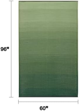 Fab Habitat Ombre Outdoor Rug - Waterproof, Fade Resistant, Crease-Free - Premium Recycled Plastic - Striped - Patio, Porch, Deck, Balcony - Big Sur - Green - 3 x 5 ft - Image 2