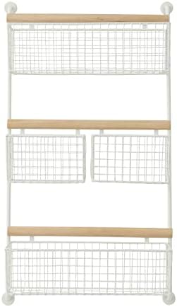 Deco 79 Metal Wall Mounted 4 Hanging Baskets Magazine Rack Holder, 18" x 6" x 31", White by Unknown
