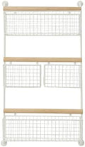 Deco 79 Metal Wall Mounted 4 Hanging Baskets Magazine Rack Holder, 18" x 6" x 31", White by Unknown