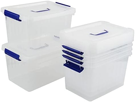 10 L Clear Plastic Storage Latch Box with Handle, 6-Pack by Eagrye