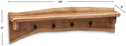 Alaterre Furniture Alpine Natural Live Edge Wood Coat Rack – 36" Solid Wood Wall-Mounted Coat Hook with Top Shelf & 4 Hooks – Modern Farmhouse Storage Organization for Entryway, Hallway, or Mudroom - Image 5