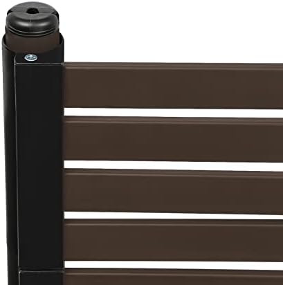 Outdoor Privacy Fence Screens Freestanding, 36" W x 60" H Privacy Screen Adjustable Height w/PE-Coating Steel Pipes & Slats Panels, Brown Metal Decorative Fence Panels for Outside Patio Garden - Image 4