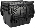 Hudson Exchange 21.9 x 15.2 x 12.8” (3 Pack) Storage Tote Distribution Container with Hinged Attached Lid, Black by HudsonExchange