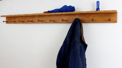 Cherry Peg Rack with Shelf -Handcrafted in the USA (Cherry, 18" with 3 pegs) by PEG+AND+RAIL