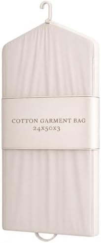 Luxury Cotton Garment Storage Bag, 24x50 Inch, Breathable Washable Reusable, for Hanging Clothes Short Dresses Jackets Suits, Fits 3 Hangers, Zipper Window (1, 24x50x3) by ForeverCotton