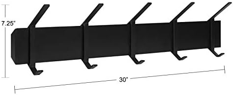 Kate and Laurel Rossmore Farmhouse 5-Hook Wall Hanging Coat Rack, Black, Modern Hanging Rack for Coats, Bags, Or Pots and Pans - Image 6
