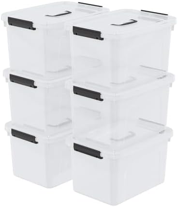 12 Quart Plastic Storage Bins with Lids, Plastic Storage Latch Box with Handle, 6 Packs by Sosody