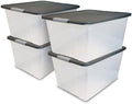 HOMZ 4-Pack Secure Latch, Clear Plastic Storage Organizer Bins, 64 Quart, Gray Lid - Stackable Container Boxes for Bedroom, Bathroom, Garage, and Office Organization by Homz