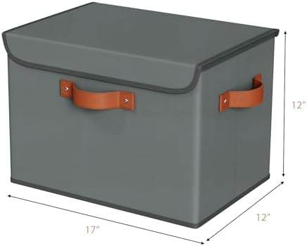 Univivi Fabric Storage Cubes with Lids, Stackable Storage Box, Grey, 3 PCS - Image 2