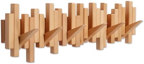 Coat Rack Wall Mount Piano Flip Down Wall Hook Rack 6 Hooks Beech by Acsigesn
