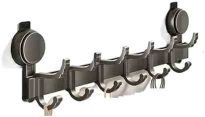 Metal Coat Hook Rail Suction Cup Door Rear Hook Perforation-Free Strong Load Bearing Hanging Rack Storage Wall(Six Hooks) by Unknown