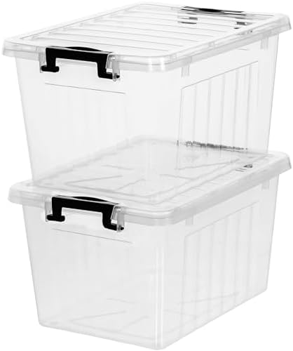 Citylife 22 Quart Clear Plastic Storage Bins with Lids 2-Pack by CITYLIFEHomeOrganization