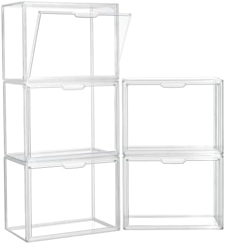 ZLLZUU Acrylic Display Case Large Clear Boxes 3 Pack Stackable Storage Bins by ZLLZUU