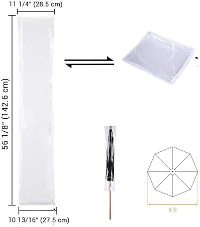 LAGarden Waterproof Patio Umbrella Cover with Zip Drawstring Clear PVC - Image 3