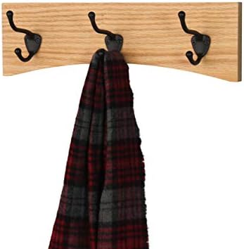 Oak Curved Back Wall Mounted Coat Rack - Bronze Hooks - Made in The USA (Natural, 25.5" x 4.5" - 5 Hooks) - Image 3