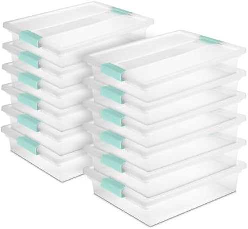 Sterilite Clip Box, Stackable Clear Plastic Bins- Large, 12-Pack by Sterilite