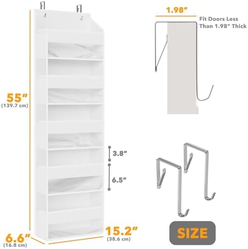 SpaceAid 2 Pack Over The Door Organizer with 5 Large Pockets and 10 Mesh Side Pockets, 5 Layers Door Organizer Hanging with Clear Window for Bedroom, Bathroom, Pantry and Nursery, White - Image 2