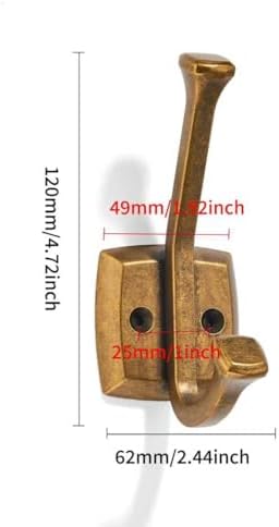10 Pack 4-3/4 inch Antique Brass Coat Hooks, Wall Mounted with Screws Suitable for Hanging Keys, Bath Towel, Bags, Hats, etc. Square Zinc Alloy mudroom Hooks - Image 2