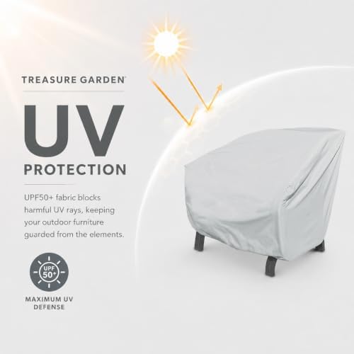 Treasure Garden X-Large Lounge Chair Cover, 300D Polyester Outdoor Deep Seating Chair Cover, Water Resistant, UPF50+ UV Protection, Elastic Hem, Spring Cinch Lock, Built-in Pouch & Storage Bag - Image 6