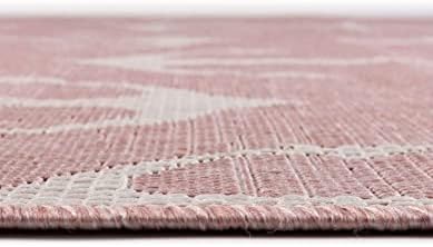 Unique Loom Outdoor Coastal Collection Area Rug - Ahoy (10' x 13' 1" Rectangle, Pink/ Ivory) - Image 5