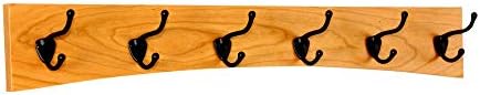 Solid Cherry Arched Wall Mounted Coat Rack Bronze Hat & Coat Hooks - Made in The USA (Cherry, 30.5" x 4.5" with 6 Hooks) by PEG+AND+RAIL